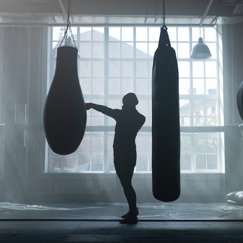 Silhouette of Person in Boxing Gym<br />
